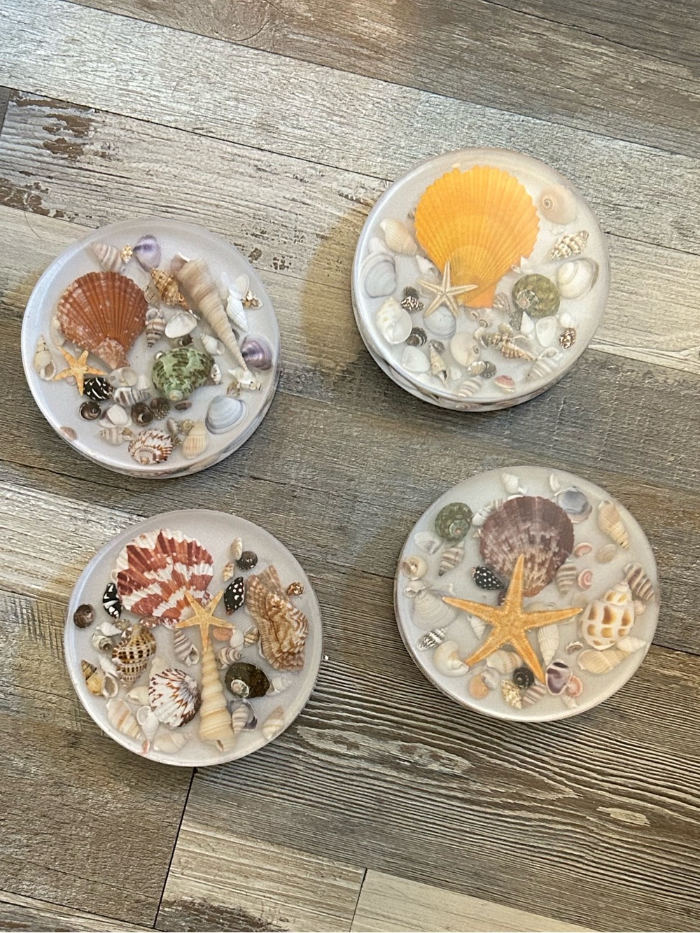 Seashell Costal Resin Coasters - Set of 4